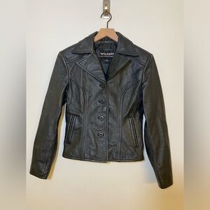 Vintage Womens M Wilsons Leather Jacket, Blazer Style, Button Closure,...
